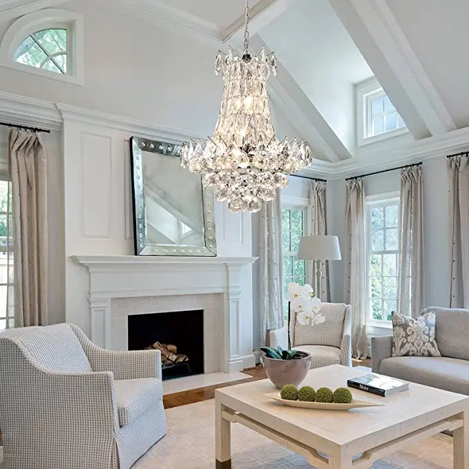 Хрустальная люстра K9 в современном стиле роскошная потолочная лампа форме капли дождя регулируемая серебристая для домашнего декора