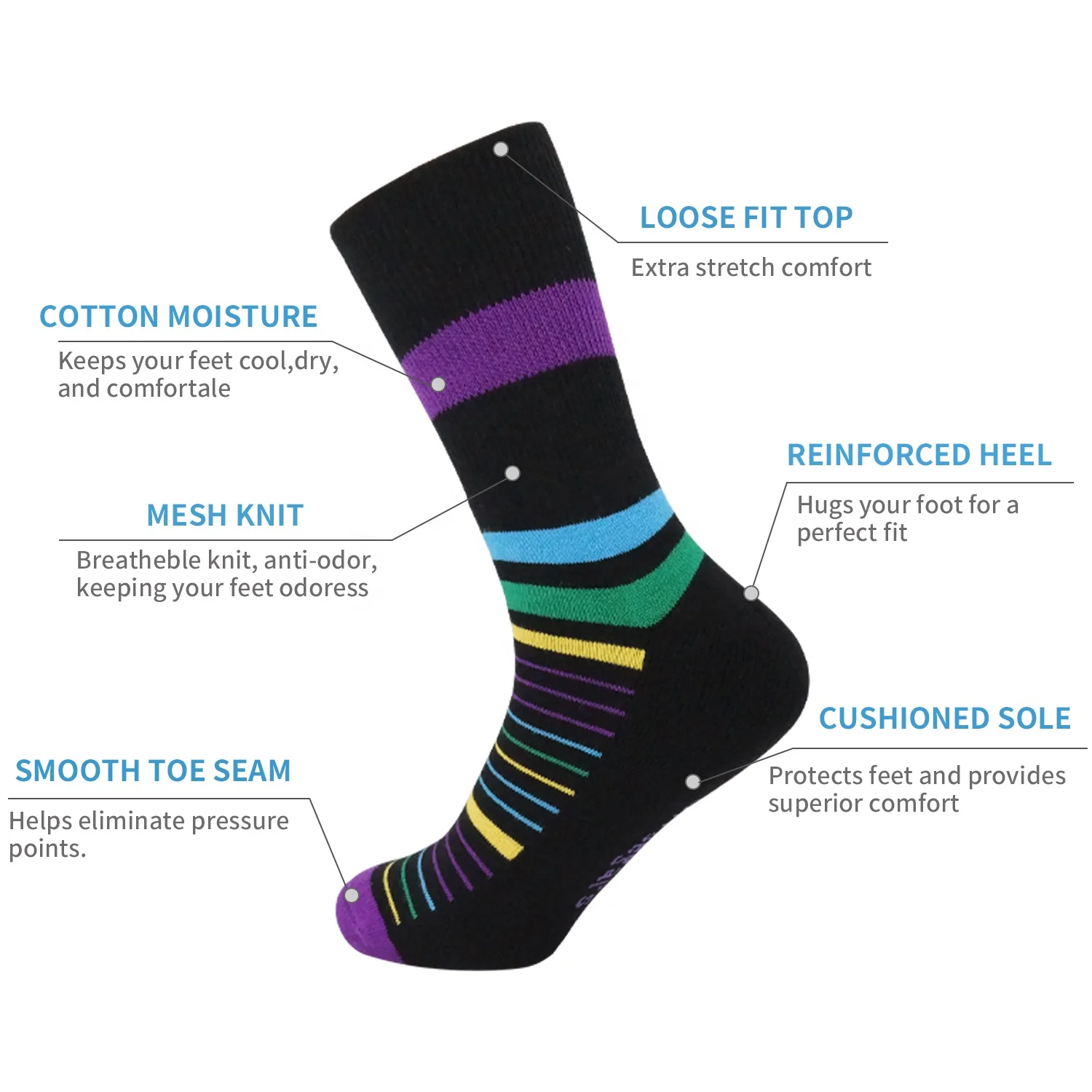 Custom Non-binding Loose Unisex Crew Socks Breathable Seamless Diabetic Socks Medical Socks