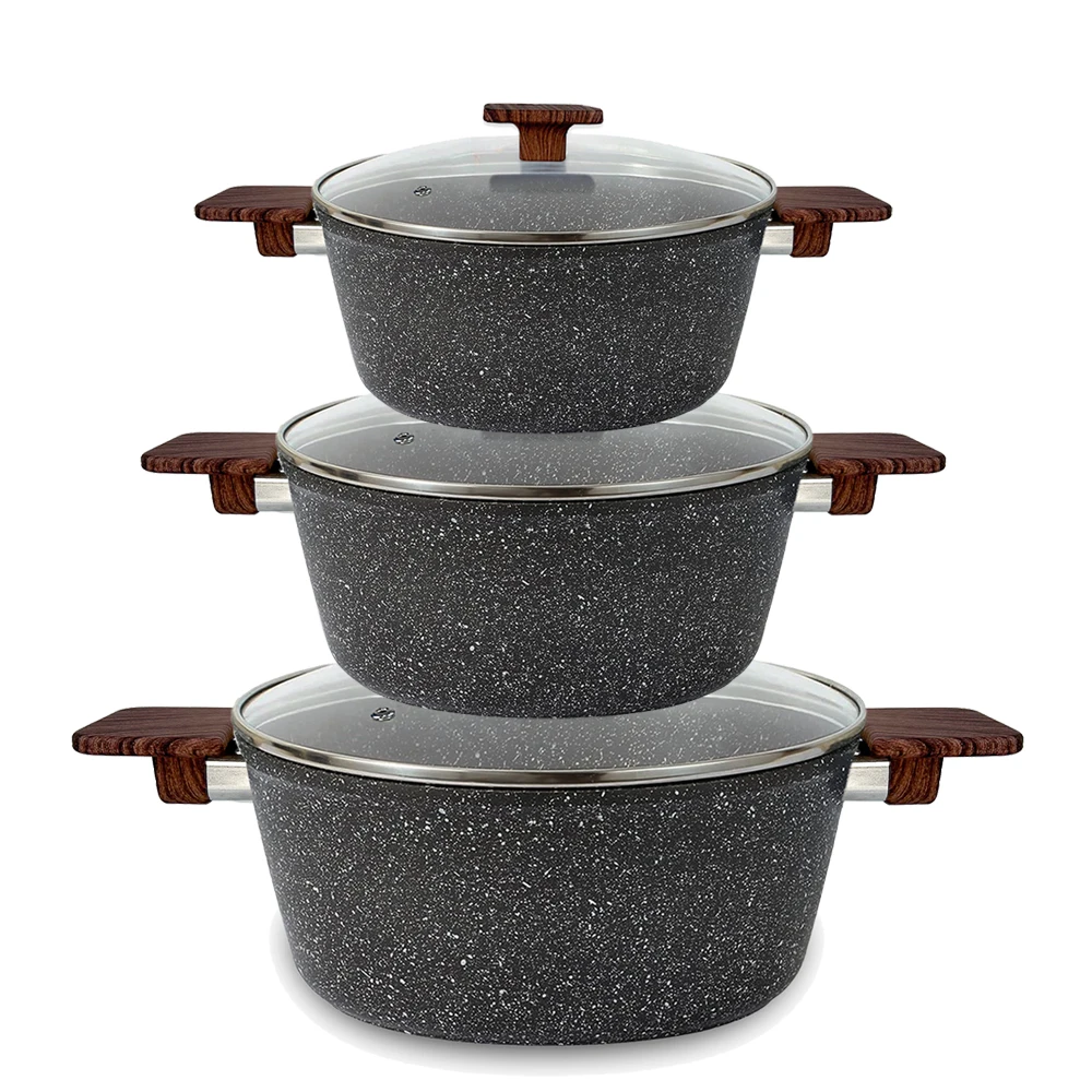 aluminum non stick cookware set non-stick pan granite soup pot set kitchenware no stick casserole set