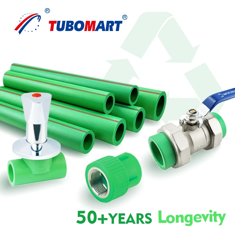 OEM 100% Virgin Material Green/Grey PPR Pipe with red line16-32mm PPR Water Pipe