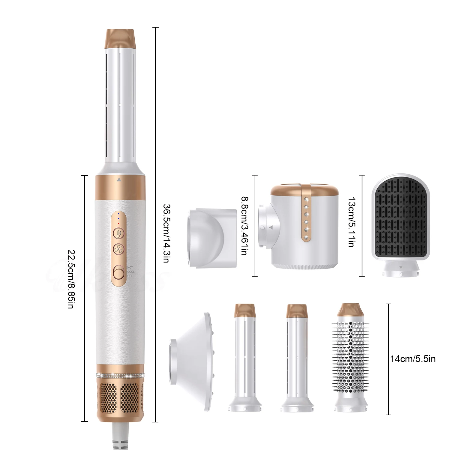 Factory  High Speed Brushless Motor 7 in 1 Hair Dryer Brush Bldc Powerful Air Blow Dryer Curler Blow Dryer with Comb Attachment