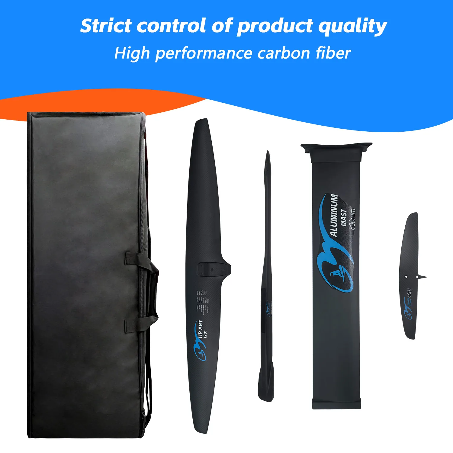 High Performance Light weight  GY 1201 1291sqcm Carbon Fiber foil board Surfing  e foil Water Sports Hydrofoil