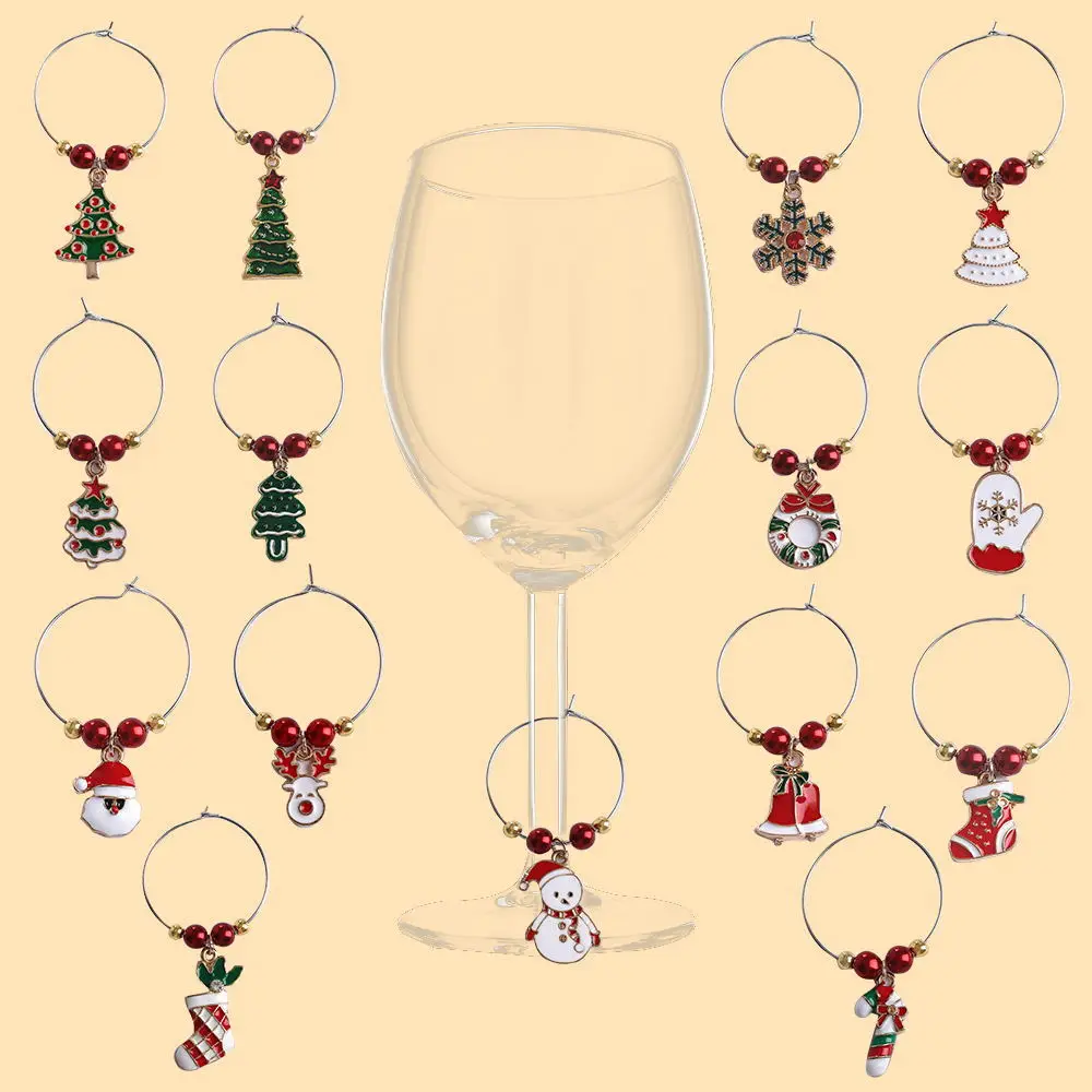 Wine Glass Charms Christmas Themed Wine Glass Markers Tags Identification Wine Charms for Stem Glasses, Party Favors Decorations