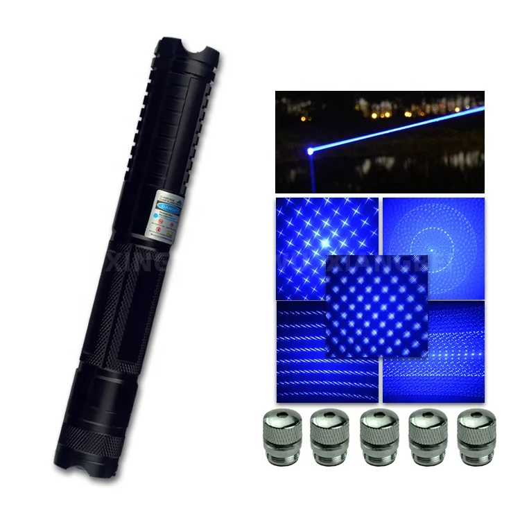 
High-power blue laser pointer 450nm 5000MW 5 in 1 starry sky burning match/cigarette lighter laser pen 