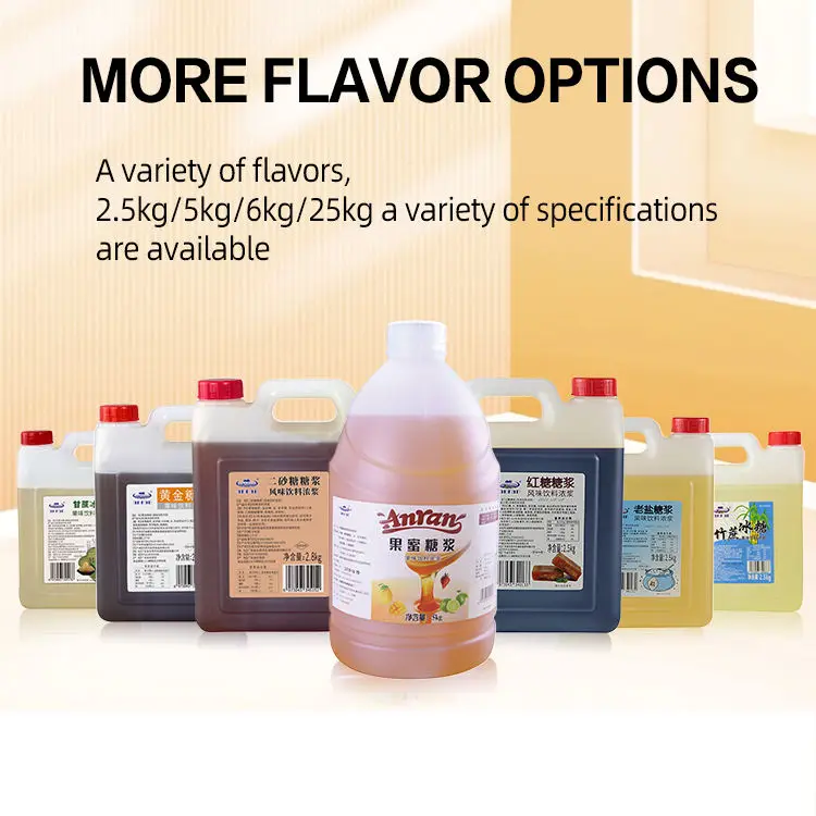 Hot Selling wholesale Bottled a variety of flavored syrup  for drinks bubble tea ingredient Rock sugar Bubble Tea Materials