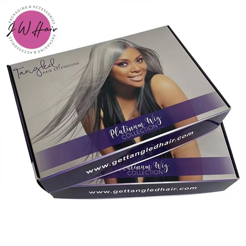 Wholesale Cardboard Wigs Mailer Shipping Box Customize Luxury Colorful Printed Hair Extension Packing Box