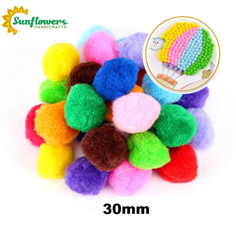 30mm Craft Pom Poms for Craft Supplies DIY