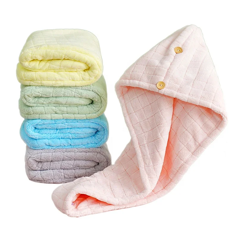 Absorbent Double-Layer Thickened Washcloth,Quick Coral Velvet Thickening Dry Hair Cap,For Women Dry Wrap Microfiber Hair Towel