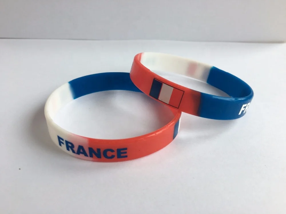 White Silicone Bracelet Wristba Motivational Country Flags Inspired by Korea Adult Promotional Item
