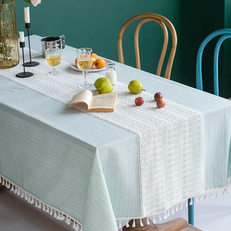 Wholesale home decoration French-style elegant fancy flower halloween chiffon lace table runner for weddings