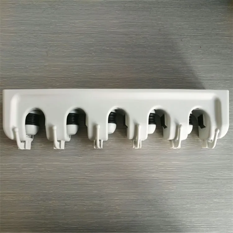 Multi-Purpose Plastic Cleaning Tools Organizer Storage Wall Mount Hanger Broom Mop Holder for Home Use OEM Design Box Packaging