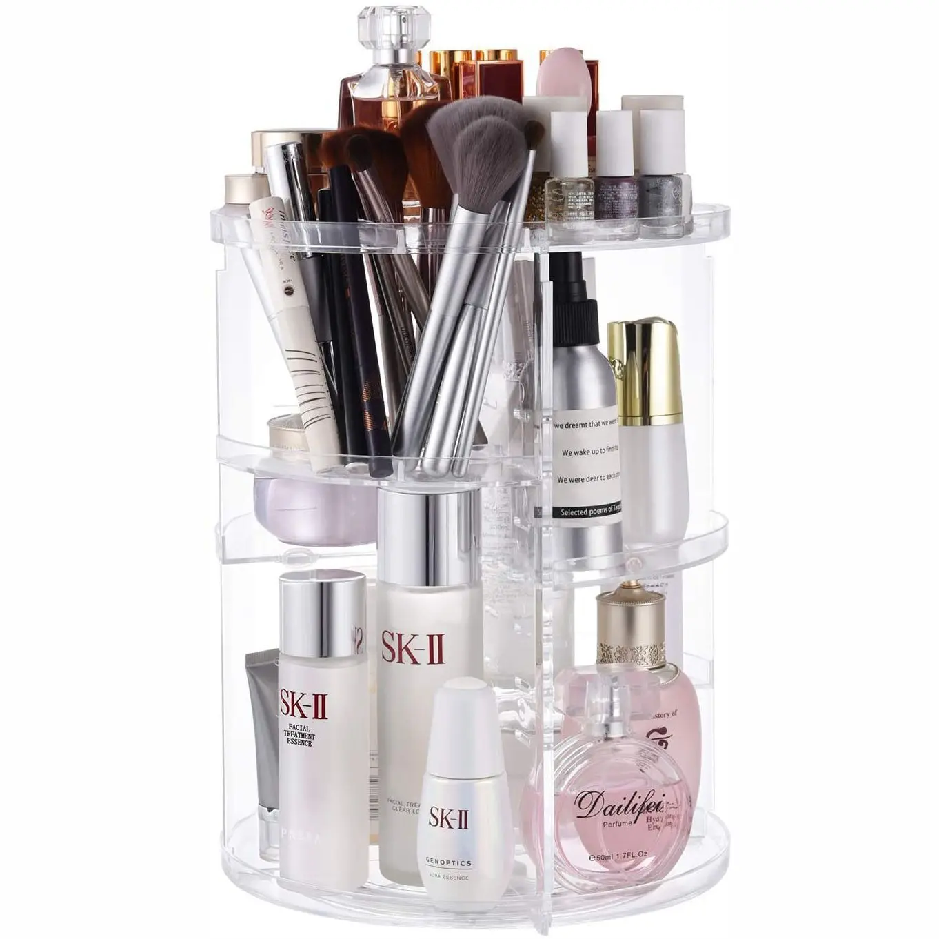 360-degree Rotating Makeup Organizer Holder Jewelry Organizer Case  Makeup Cosmetic Storage Box