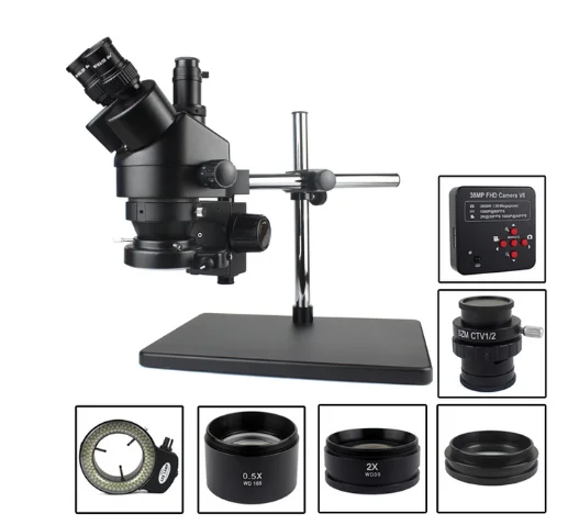 3.5X-90X Simul-Focal Trinocular Stereo Microscope 38MP HDMI Digital USB Industry Microscope Video Camera for Soldering Repair