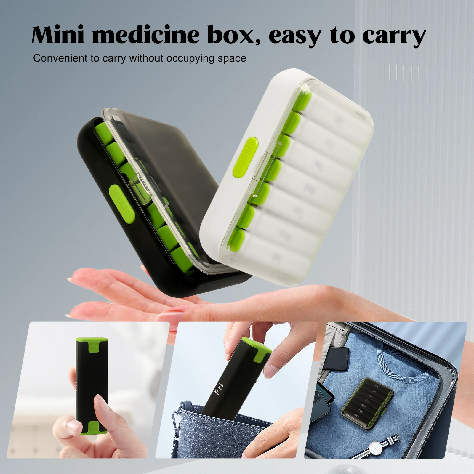 hot CE BPA free certificate Food Grade 21 28 compartment custom travel 7day pill box 7days Am/pm Weekly Pill Box Case Organizer