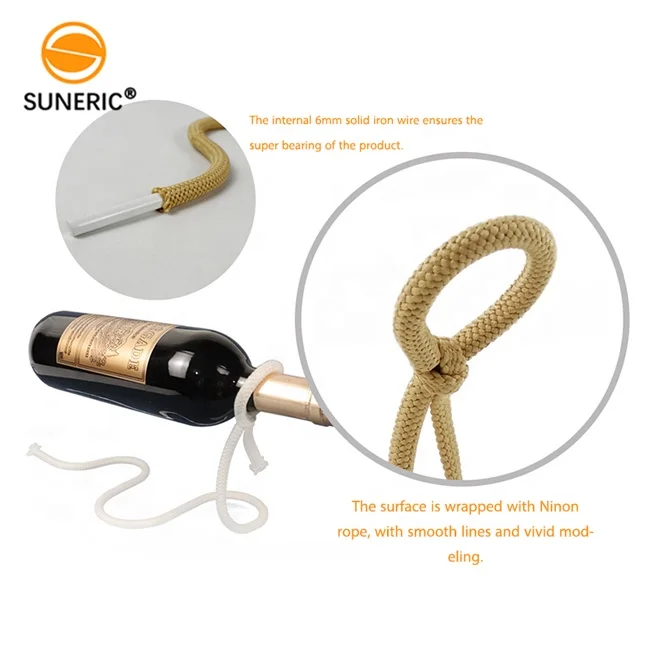 Craft Chain Wine Rack Magic Suspended metal wine display rack White Rope Wine Bottle Holder