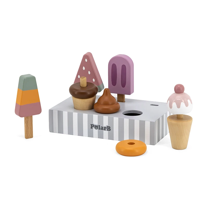 VIGA ins style wood ice cream trolley toy Dessert Candy Cart for Baby role-playing game toys