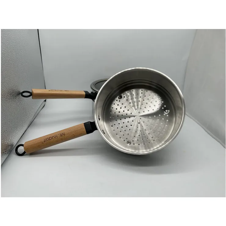 Ready to ship 8 inch 20 cm stainless steel sauce pan with steamer cooking with glass lids for baby