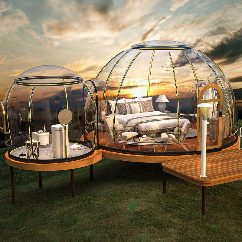 Wind Resistance Waterproof Fireproof Round Transparent Outdoor Camping PC Luxury Safari Glamping Geodesic Dome Igloo Tent House