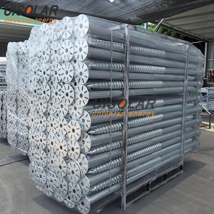 UISOLAR High Quality 76MM Q235 Galvanized Steel Earth Anchor Ground Screw Piles With Flange For House Foundations