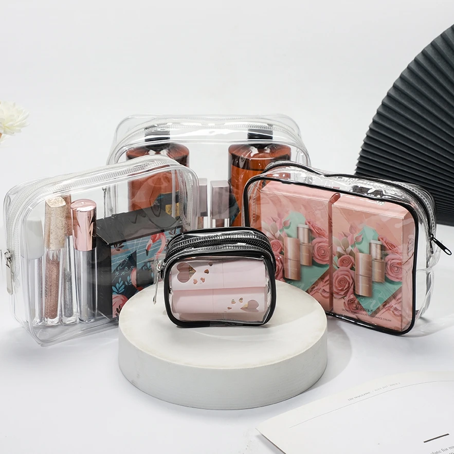 Wholesale Custom Logo Cosmetic Mini PVC Zipper Bag Durable Reusable Clear PVC Cosmetic Bag