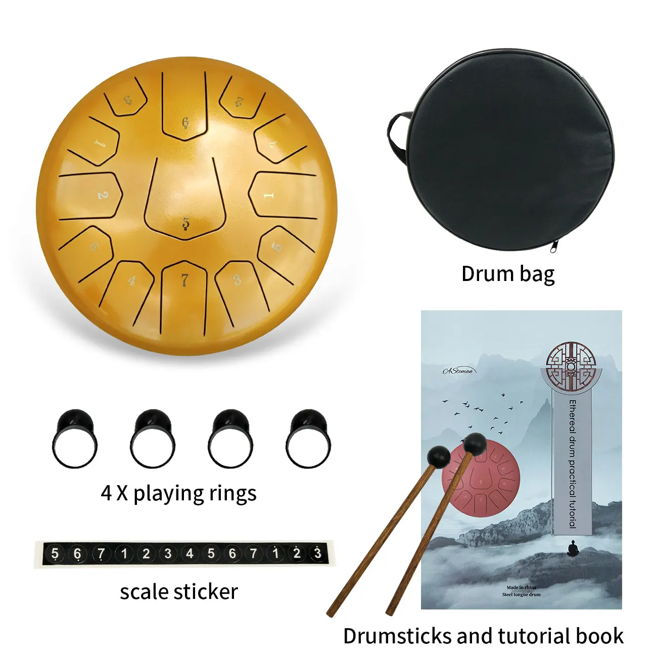 ASTEMAN стальной барабан для языка из углеродистой стали серии gold diamond 12 дюймов 13 тонов