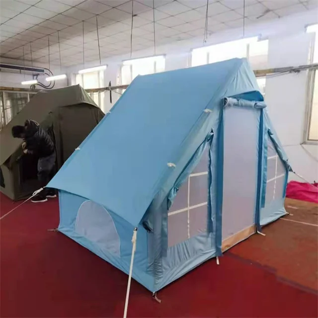 300*210*200CM Safari Glamping Waterproof Inflatable Tent Cotton Canvas Outdoor Building Style Fabric Combo Bottom Bell Tent