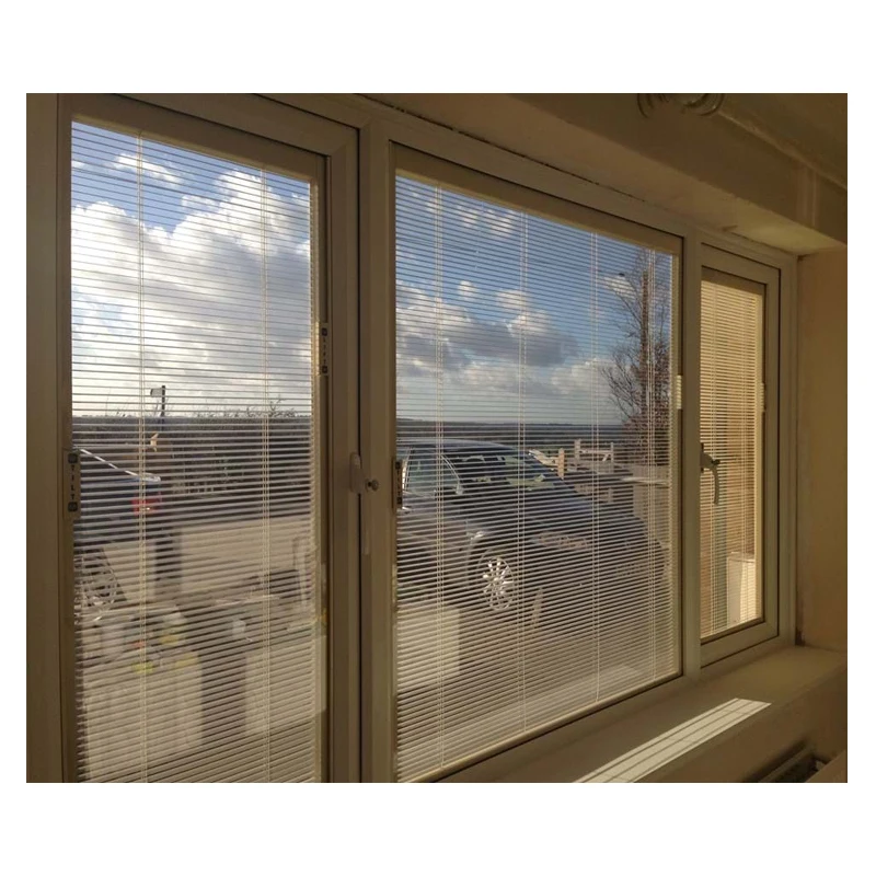 Double built-in blinds windows with integrated magnetic built in blinds between glass