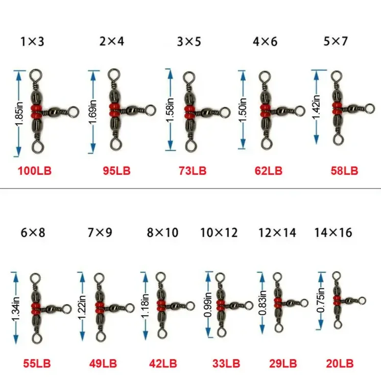 Fishing Snap Swivel 3 Way luminous  Swivel Barrel Ring Hook Lure Line Stainless Steel Connector Beaded Fishing Accessory