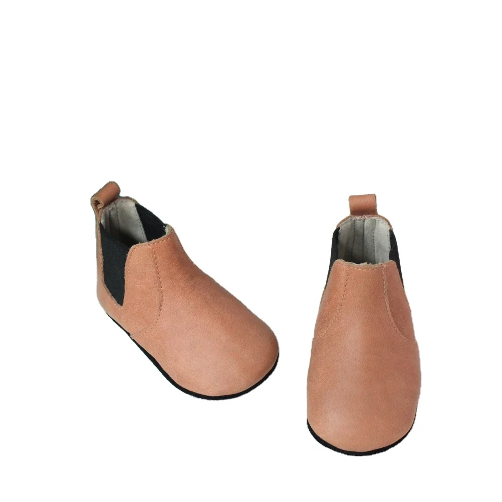 Hot sale boy girl toddler shoes  genuine leather oil wax leather brown baby soft boots with custom logo