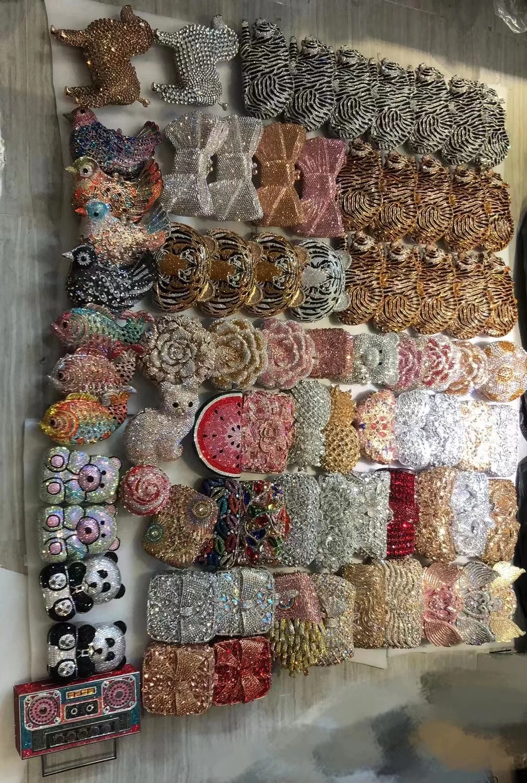 Custom Logo China Supplier bow evening crystal purses Bow Clutch Bow Shaped Clutch