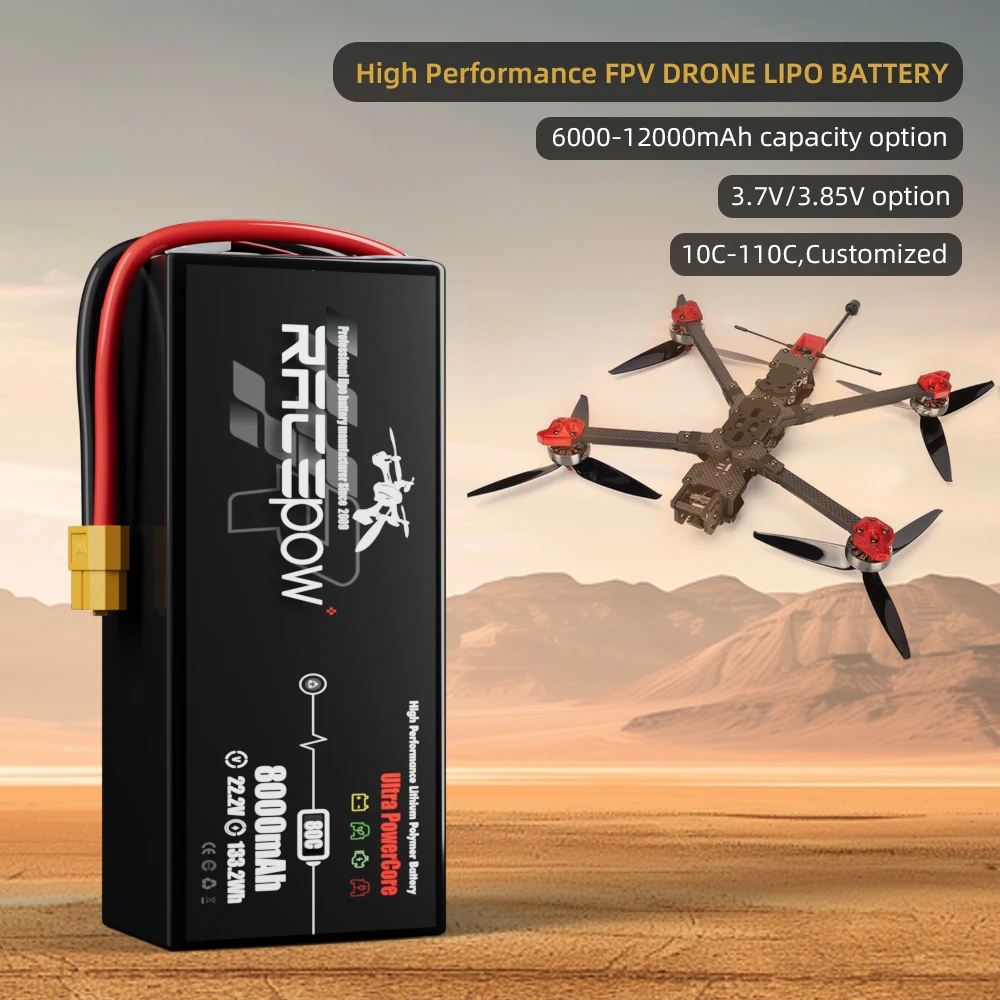 Racepow 6S 22.2V 6500/8000/10000mAh Lipo Battery For FPV Drone RC Parts With XT60 XT90 XT150 Plug Battery