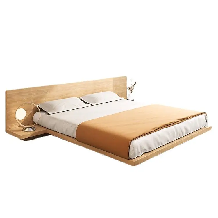 SMC-32 Best Twin Queen Platform Bedroom Furniture Solid Oak Tatami Headboard Floating Bed Frame