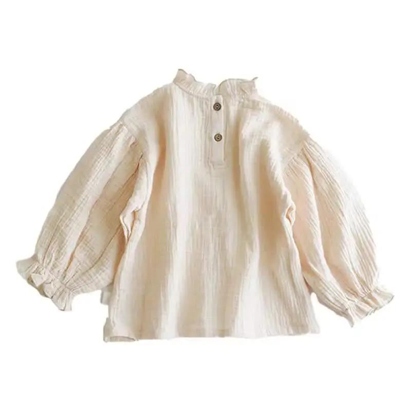 INS модные блузки для девочек муслиновые богемные японские рубашки малышей с лесным лесом цветочные рюши пуговицы сзади детские топы