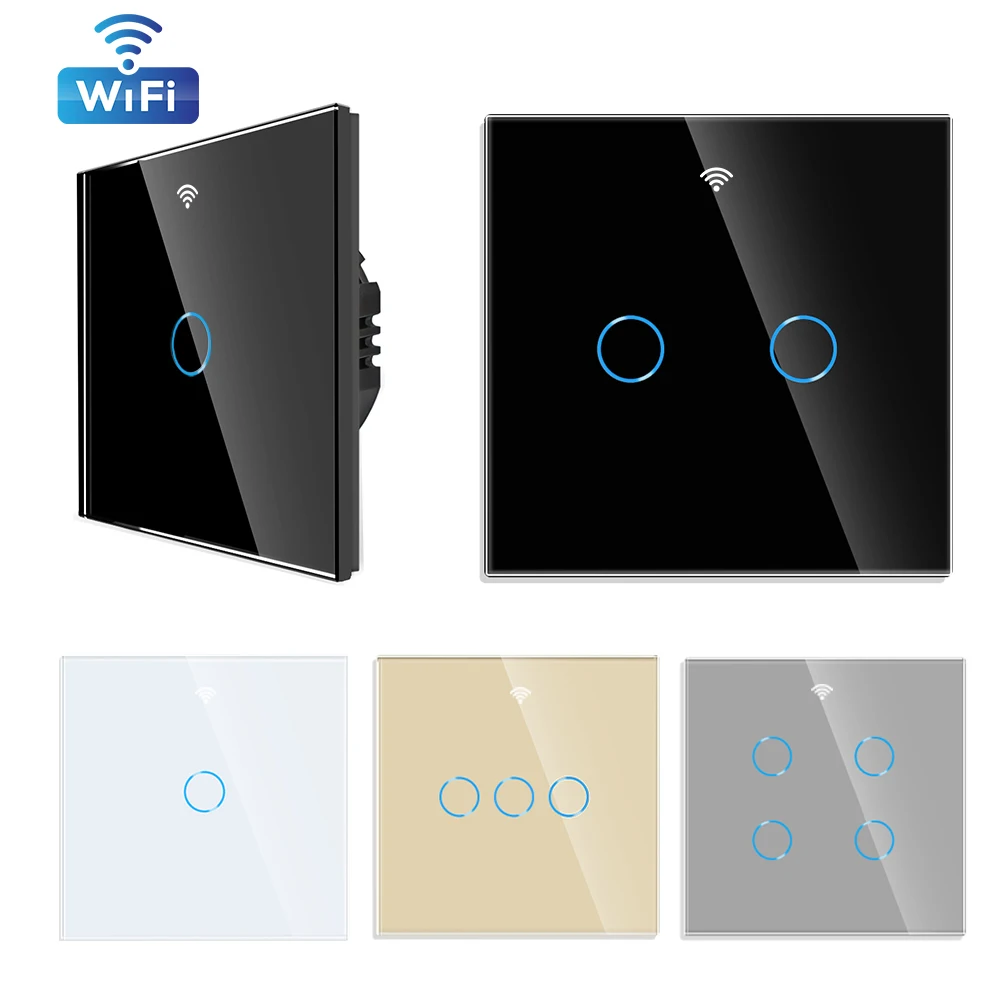 Bingoelec EU/UK 10A Glass Home Remote Control Tuya Touch Switches Wall Light Smart Switch Wifi