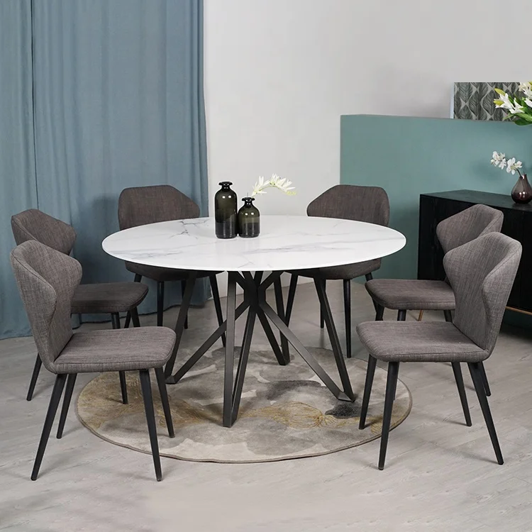 cheap Modern Glass Dining Furniture Rotatable Round Dining Table Set