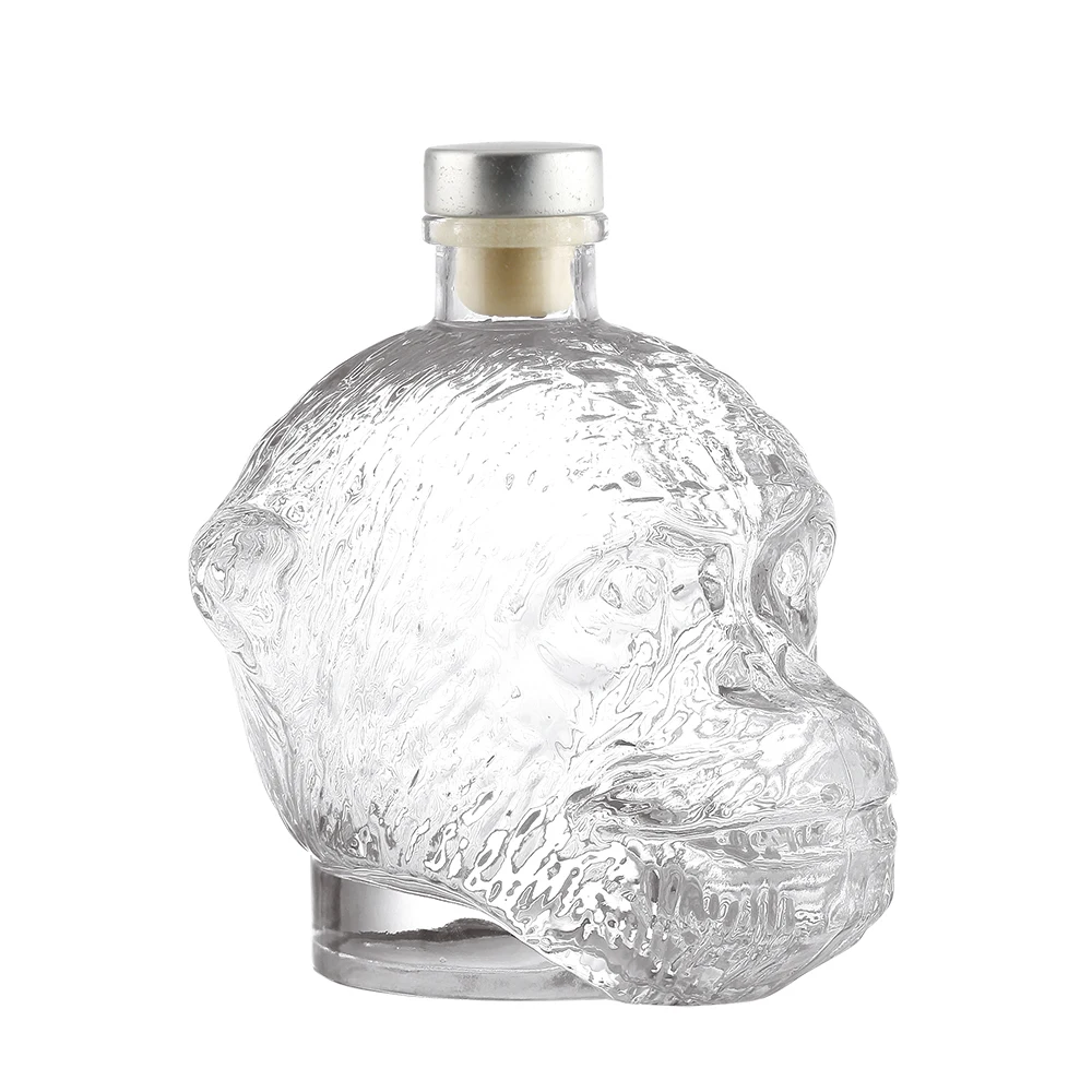 Fancy 700ml Orangutan Head Shaped Glass Bottle Ape Vodka Brandy Cognac Whisky Tequila  Bottle Vintage Spirits Liquor Container