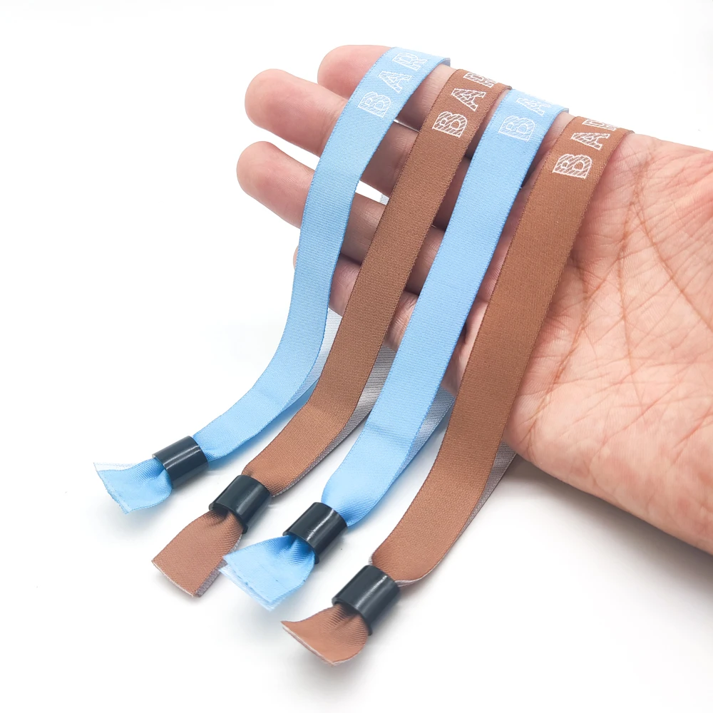 Custom Polyester Sublimation Printing Logo Satin Wristband Fabric Festival Entrance Ticket Event Wristband For Concert