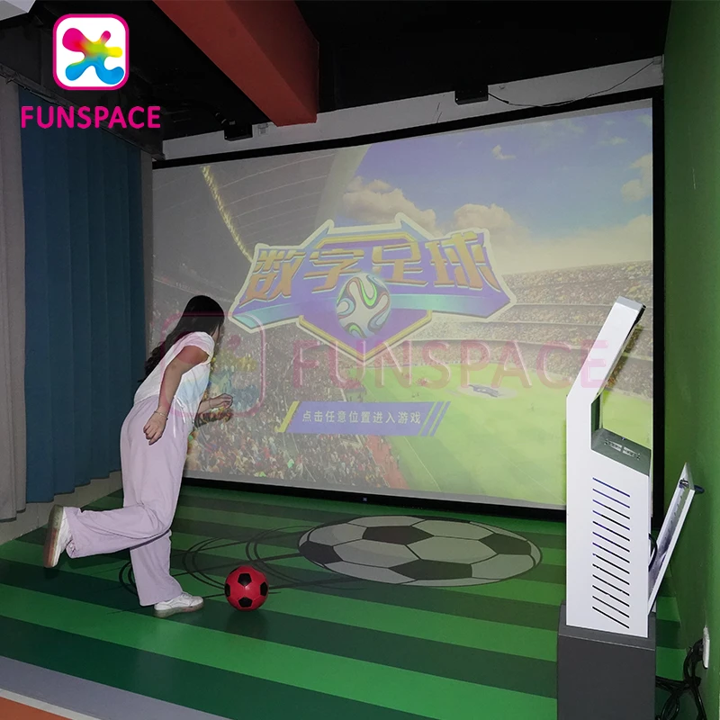 Funspace Interactive projector simulates playing football with a single player interactive projection game equipment