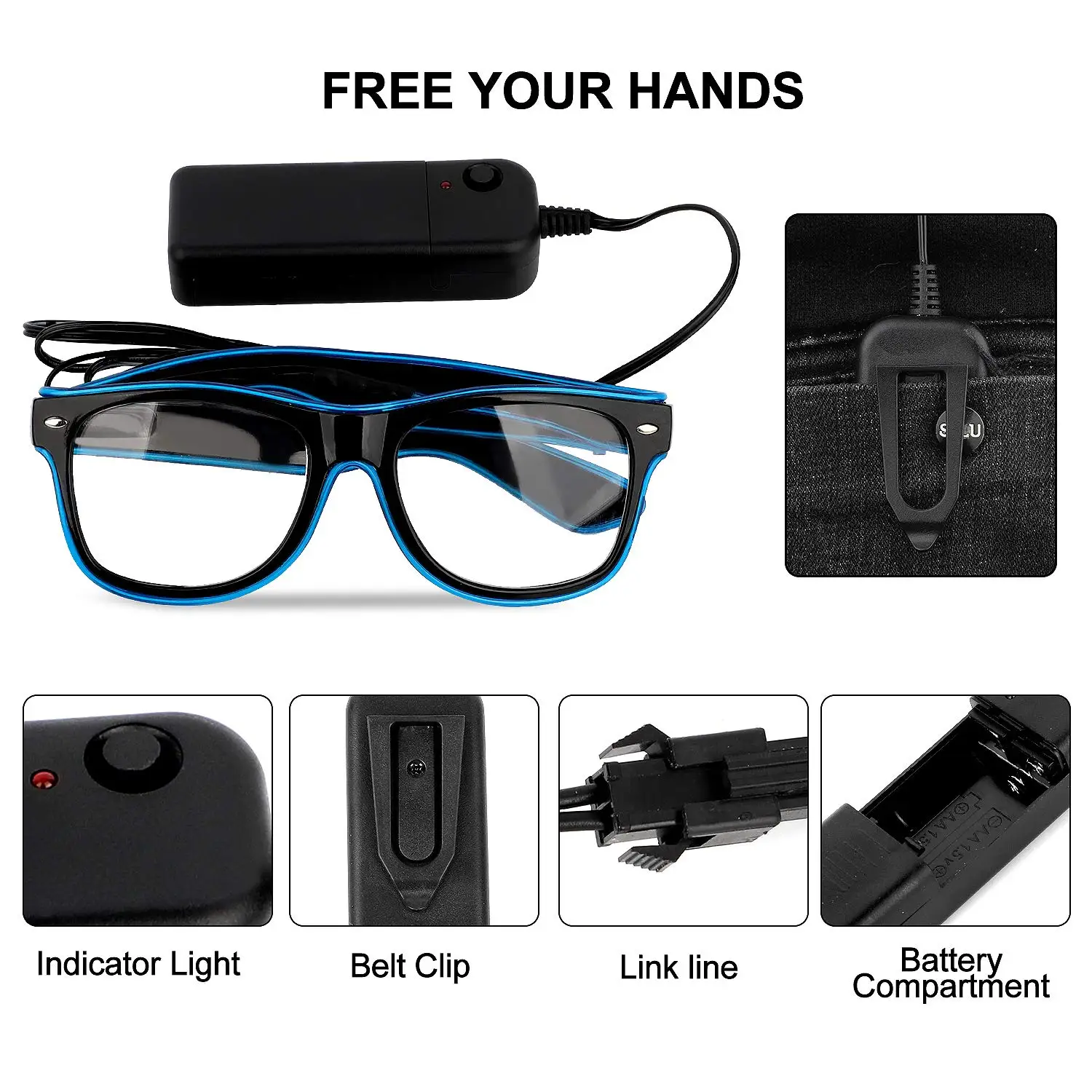 Promotional Items Party Supplies Light up EL Wire Neon Rave Glasses for Glow DJ Costumes, Halloween Party