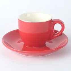 65ml Ceramic Porcelain Red Color Glazed Expresso Coffee Cup Mug with Saucer Sets