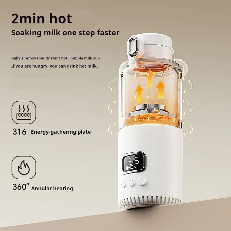 Olrid USB Rechargeable Portable Bottle Warmer New Arrival Electric Milk Water Heater with Touch Screen for Car Use