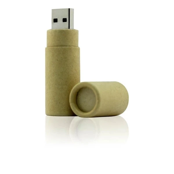 Trade show promotional gift customized logo printing 16GB recycled carton paper cylinder shape usb flash memory stick pen drive