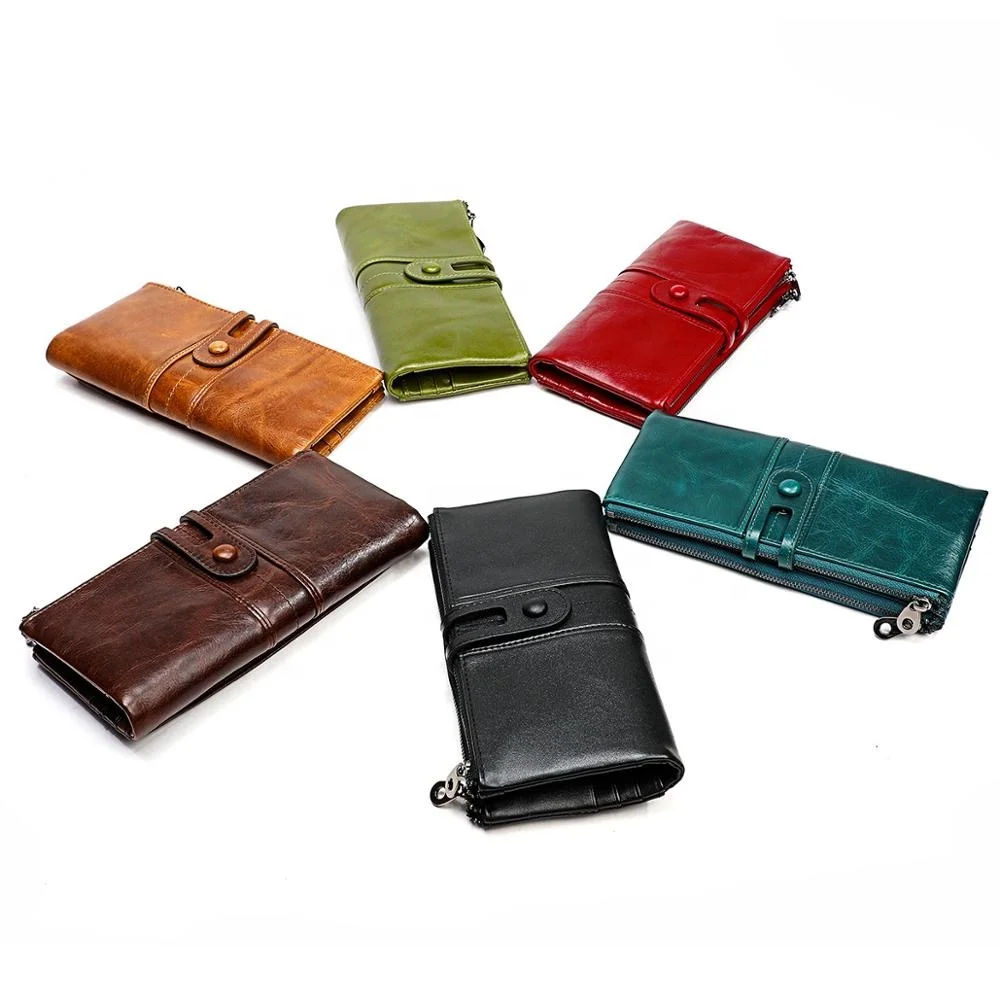 China Factory Custom women long wallet genuine leather ladies fashionable 2020 new clutch purse bag leather RFID