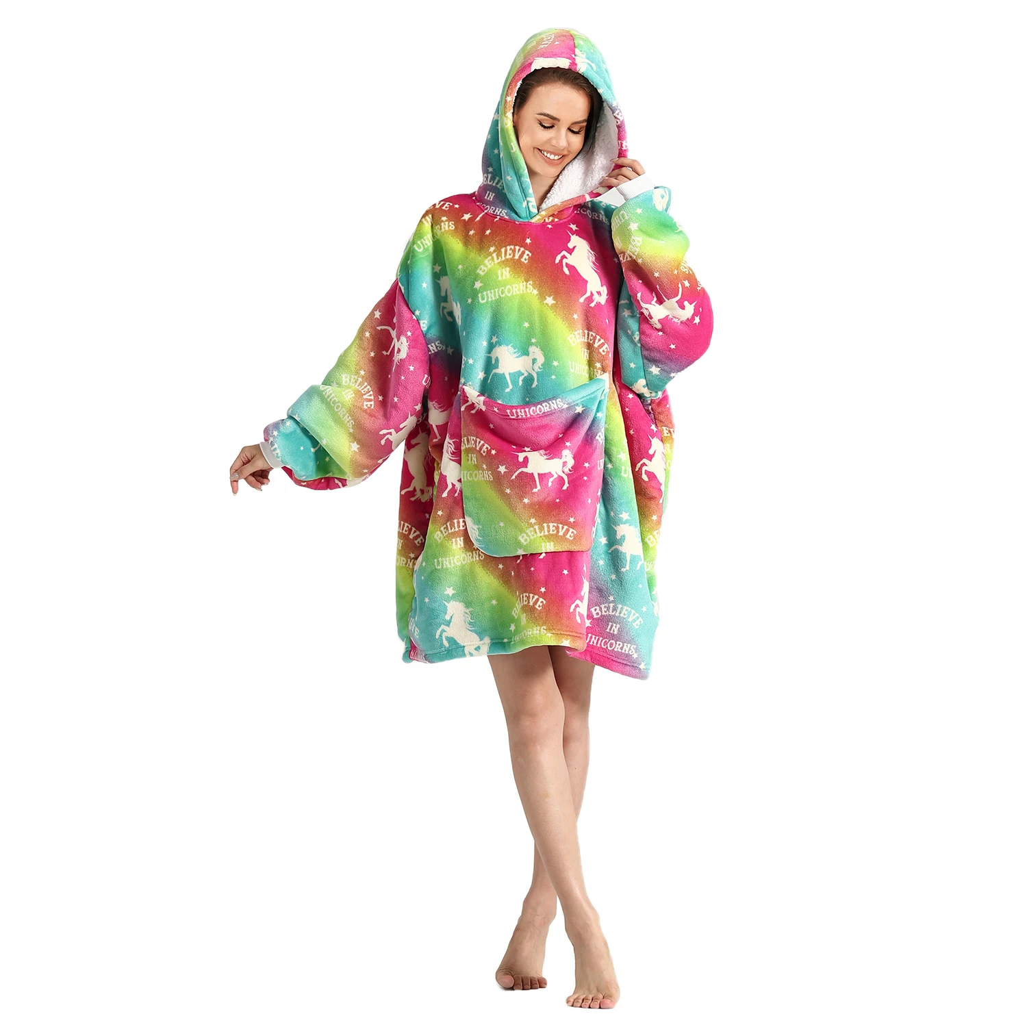 Wholesale  custom Luxury  hooded  flannel sherpa  customize oversize  sweatshirt hoodie wearable blanket