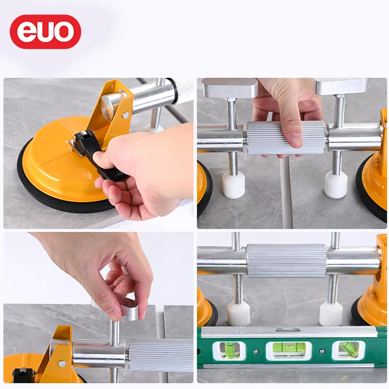 euo Heavy Duty Suction Cups Lifter Stone Vacuum Seam Setter for Pulling and Aligning Gap Joining and Leveling Tiles Flat