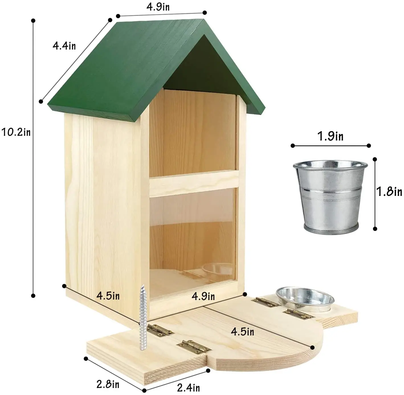 Multi-functional Solid Structure Wooden Squirrel Feeder Box / Feeding House with Cup