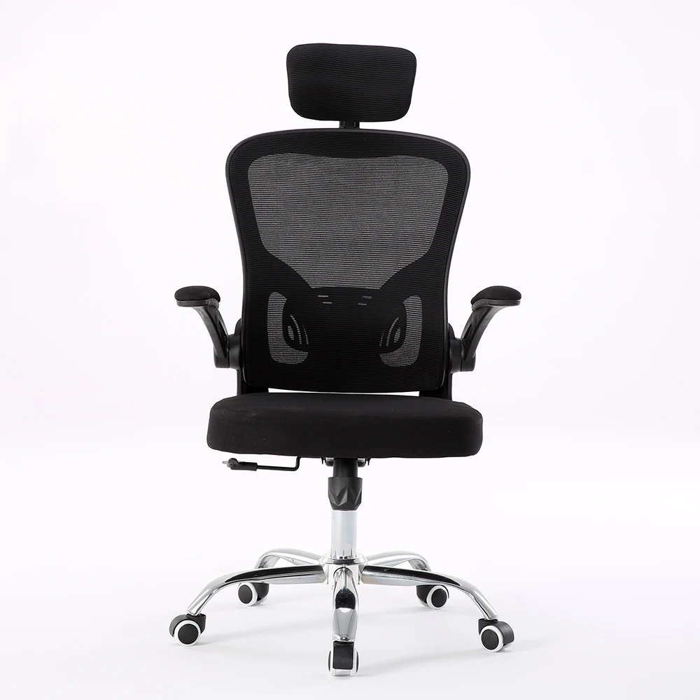 Plastic back foldable arms executive ergonomic computer desk mesh high back office chairs with headrest