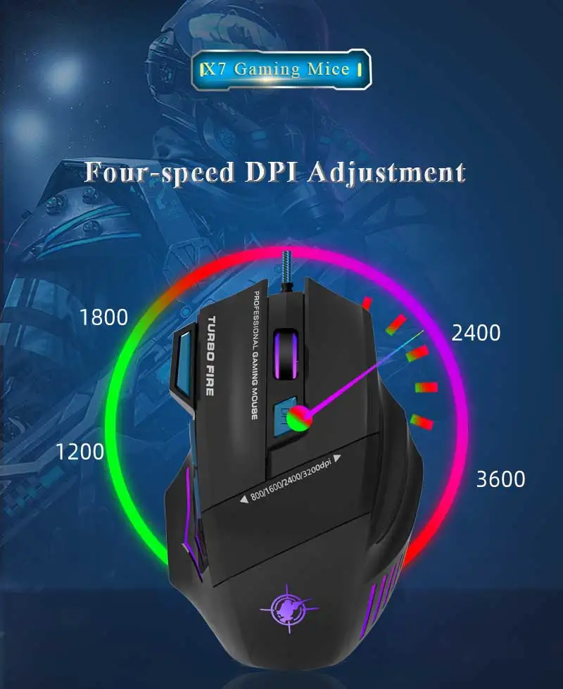 Hot Sale Professional Wired Gaming Mouse Optical Usb Computer Mouse Gamer Mice X7
