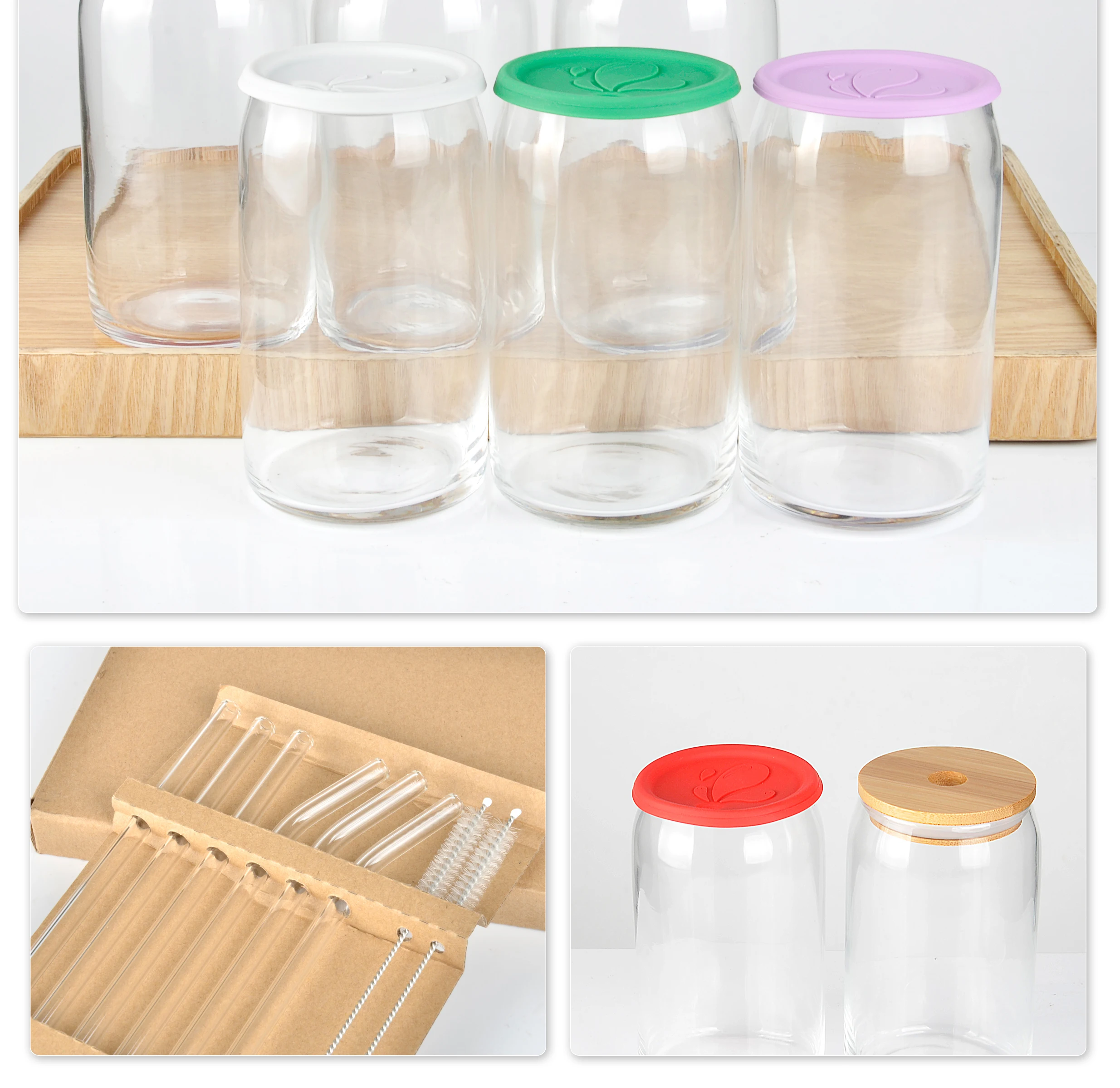 custom logo beer glassware set of 6pcs beer glasses soda cup can shape glass 16oz glass beer can with lid and straw