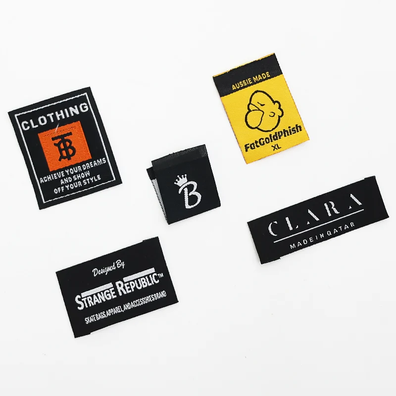 Wholesale fabric Custom Logo Printed Garment  Labels Shirt Clothing  Luxury Bags  Accessories Woven Label